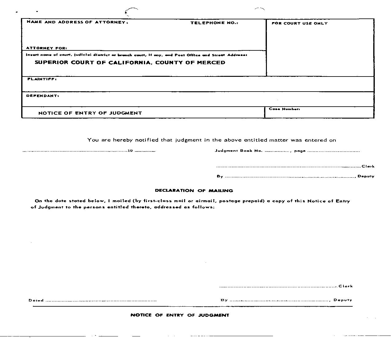 Notice Of Entry Of Judgment |  | California