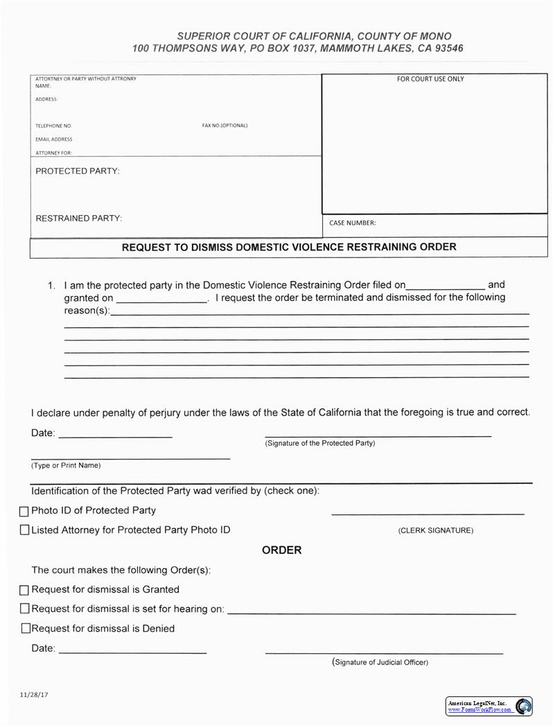 Request To Vacate Domestic Violence Restraining Order | Pdf Fpdf Docx | California