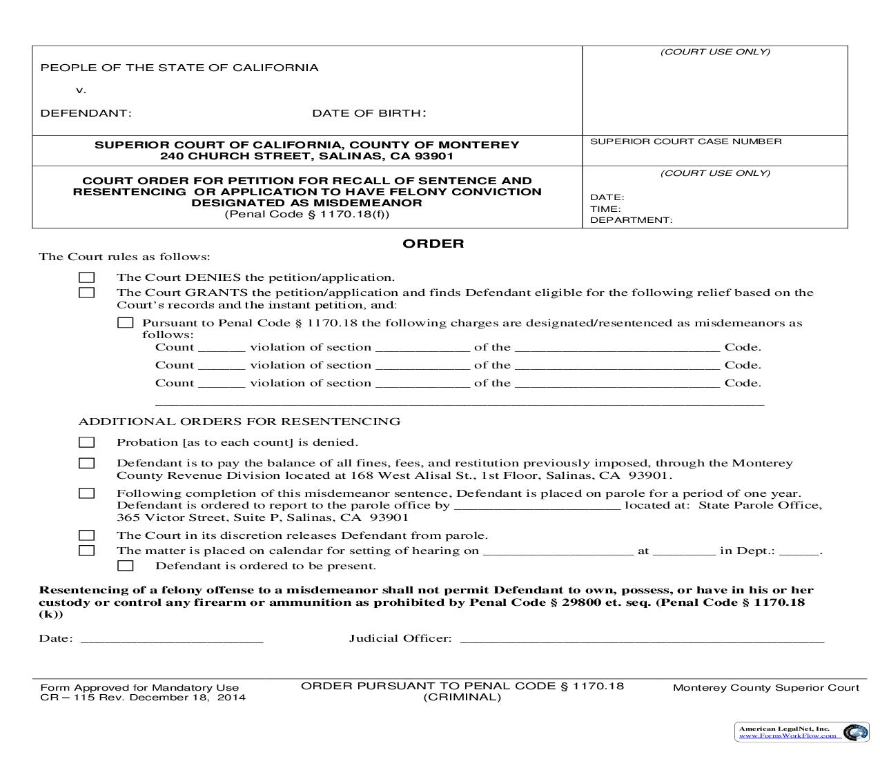 Order {CR-115} | Pdf Fpdf Doc Docx | California