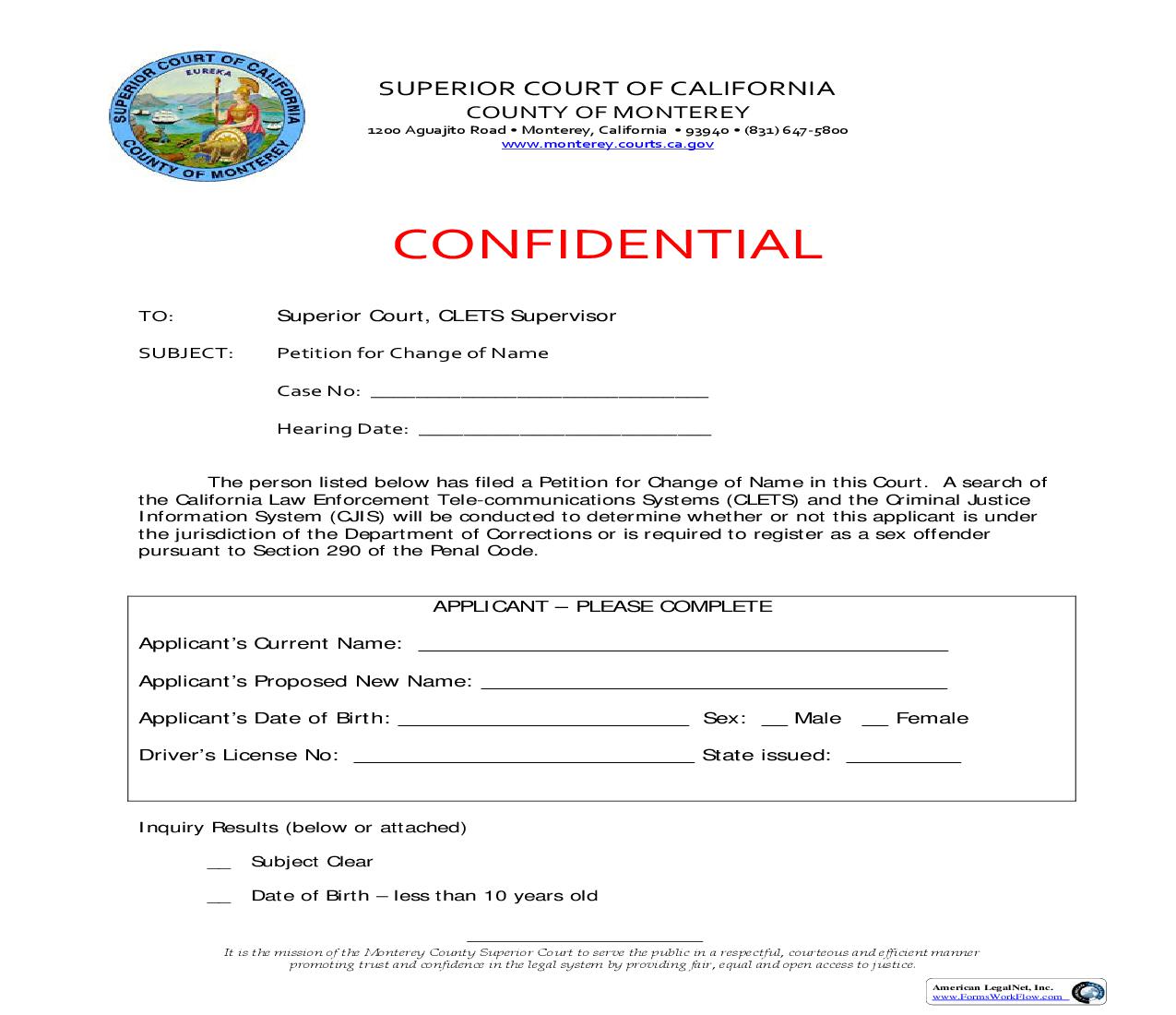 CLETS Name Change Info {CI-140} | Pdf Fpdf Doc Docx | California