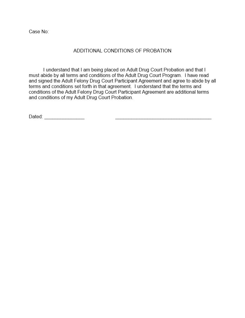 Collaborative Courts-Adult Drug Court Additional Conditions Of Probation {ADCPROB} | Pdf Fpdf Docx | California