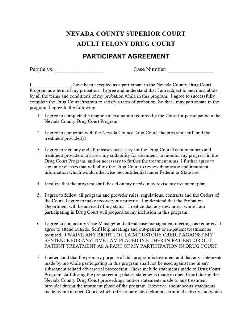 Collaborative Courts-Adult Drug Court Contract {ADCCTC} | Pdf Fpdf Docx | California