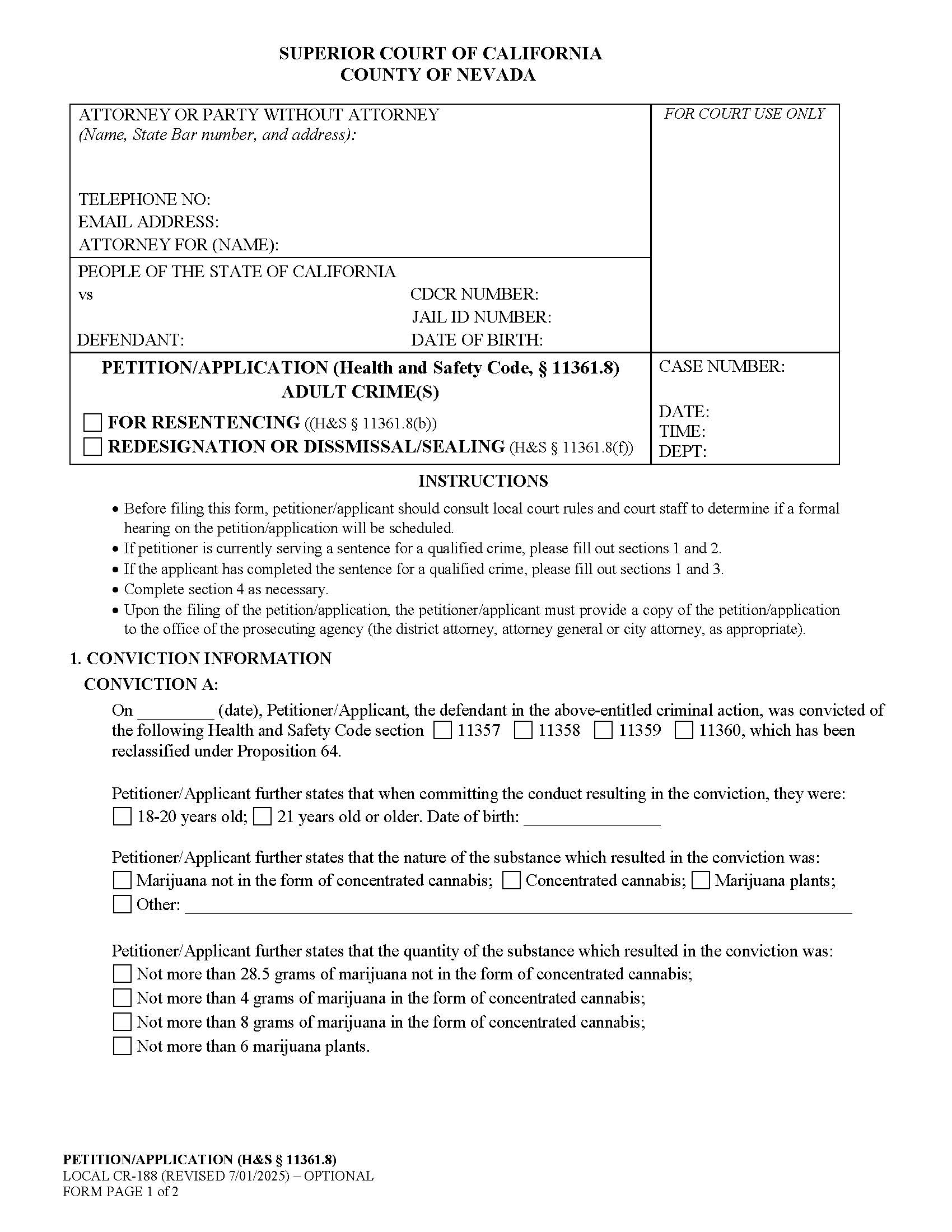 Prop 64 -Petition-Application {CR-188} | Pdf Fpdf Docx | California