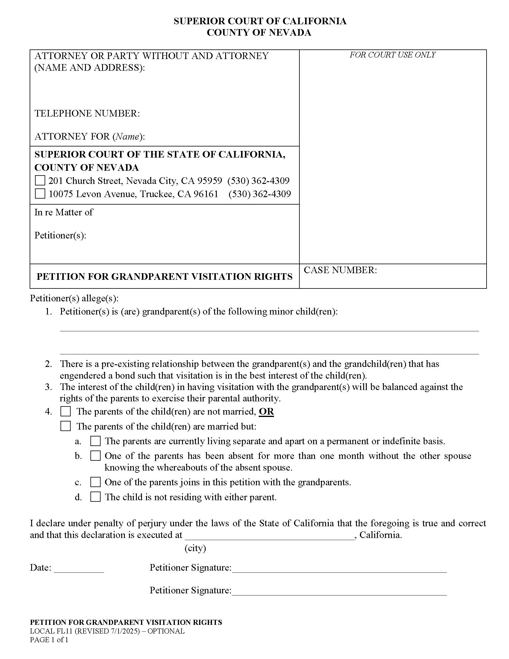 Petition For Grandparent Visitation Rights {FL11} | Pdf Fpdf Doc Docx | California