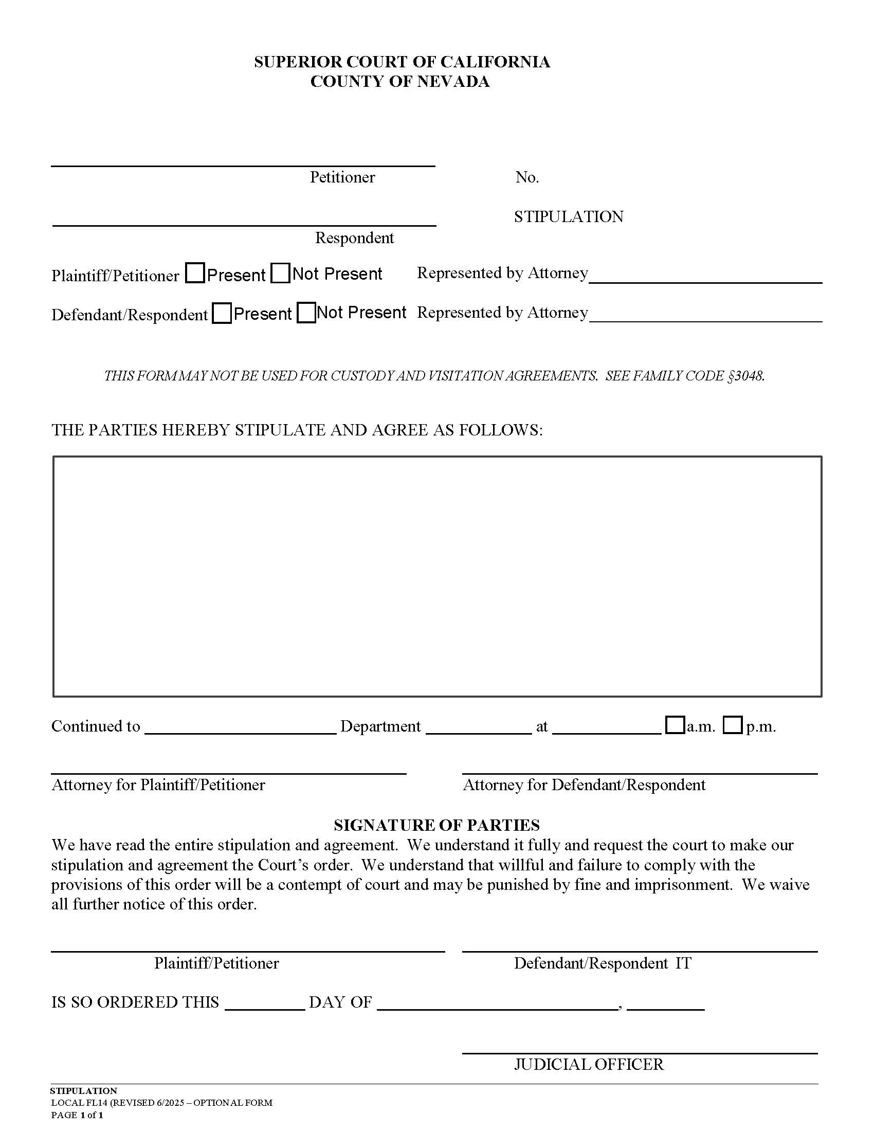Stipulation {FL14} | Pdf Fpdf Doc Docx | California