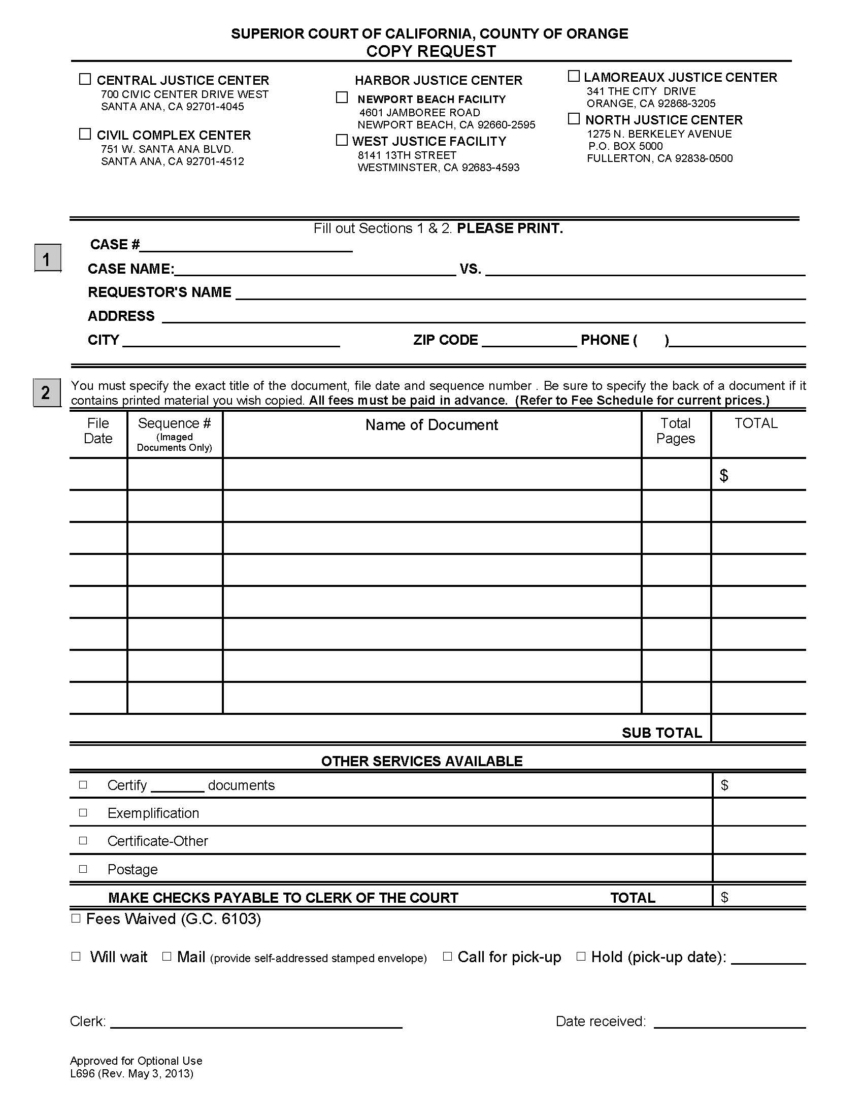 Copy Request {L-0696} | Pdf Fpdf Doc Docx | California