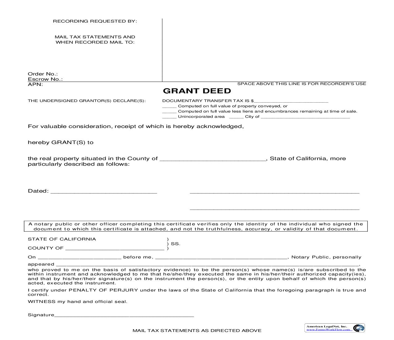 Grant Deed (Orange County) | Pdf Fpdf Doc Docx | California