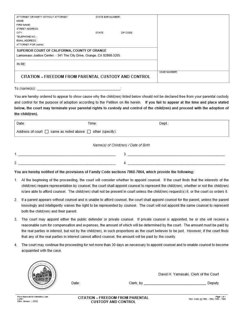 Citation-Freedom From Parental Custody And Control {L-2951} | Pdf Fpdf Docx | California