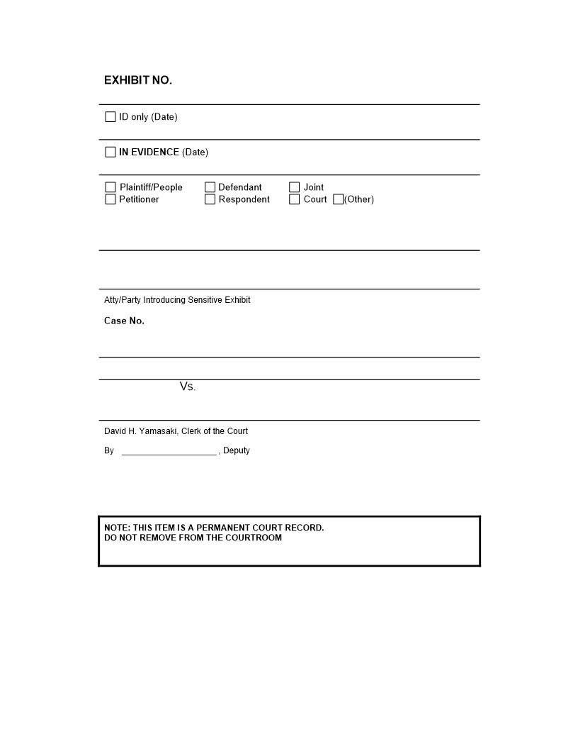 Exhibit Cover Sheet | Pdf Fpdf Docx | California