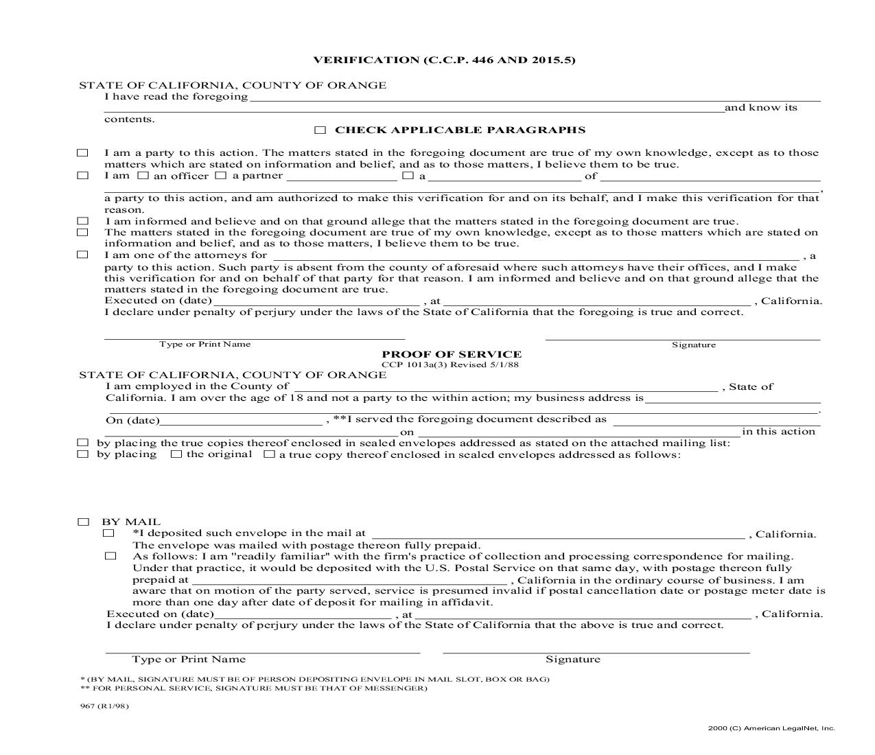 Verification (CCP 466 And 2015.5) {L-0967} | Pdf Fpdf Doc Docx | California