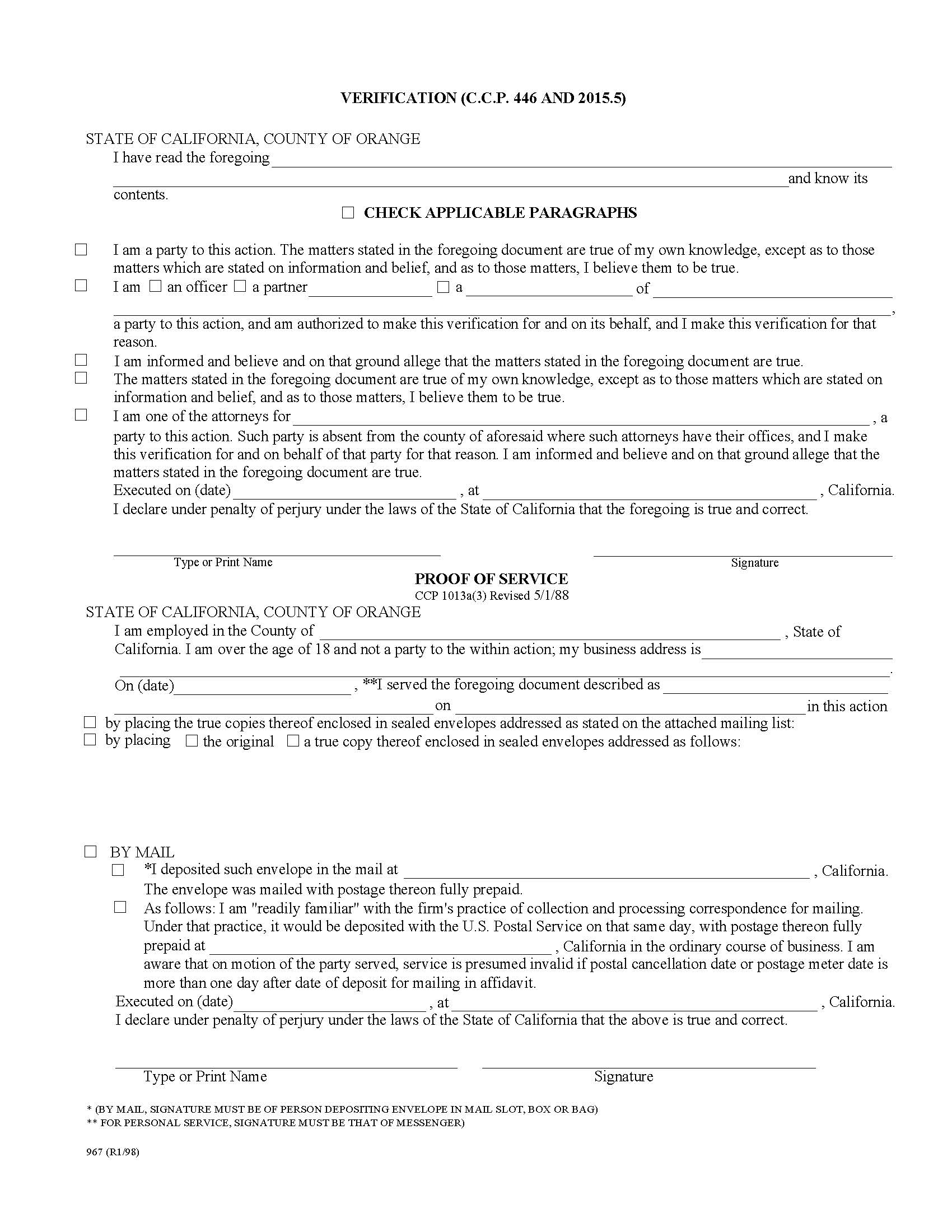 Verification (CCP 466 And 2015.5) {L-0967} | Pdf Fpdf Doc Docx | California