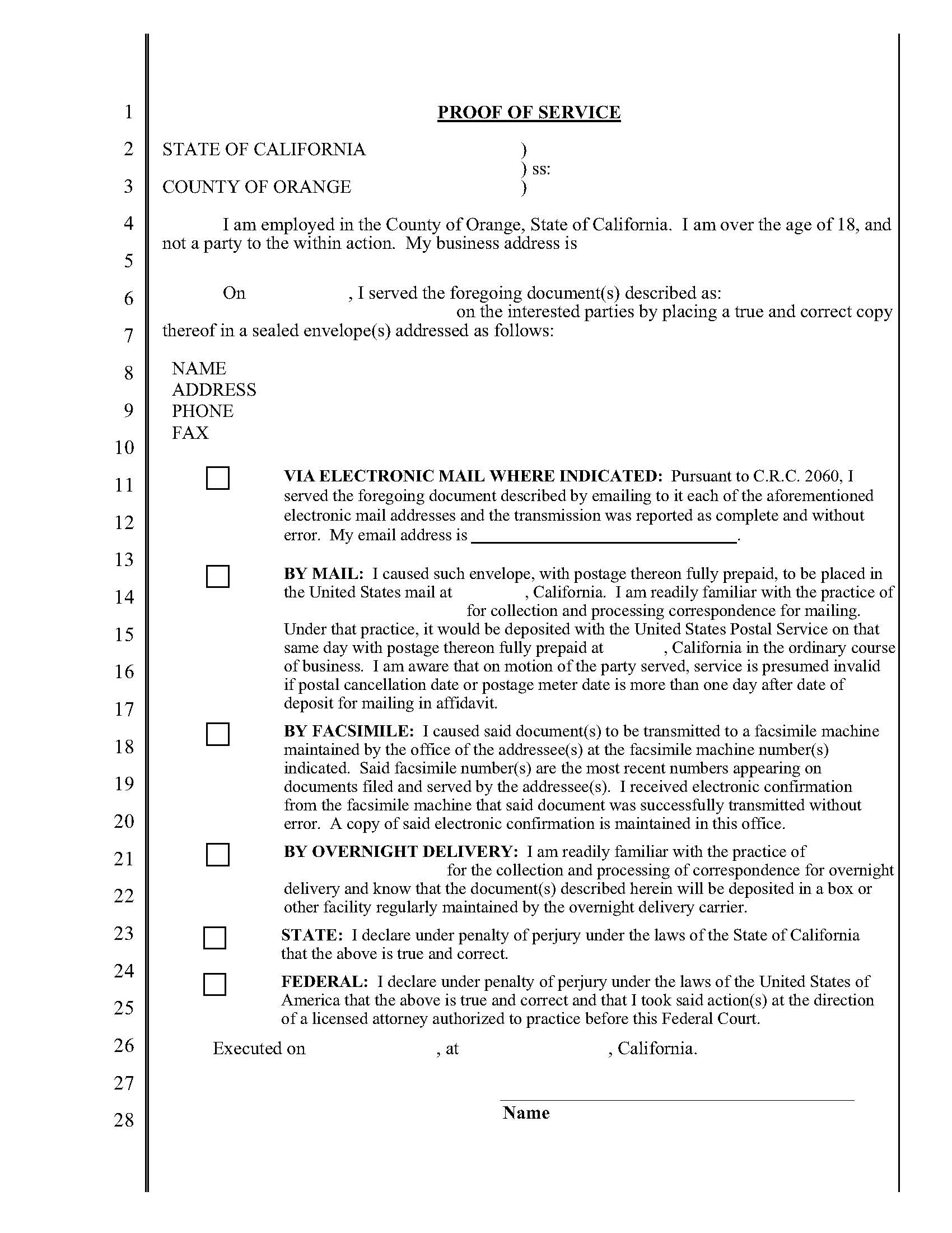 Proof Of Service (All Purpose) | Pdf Fpdf Doc Docx | California