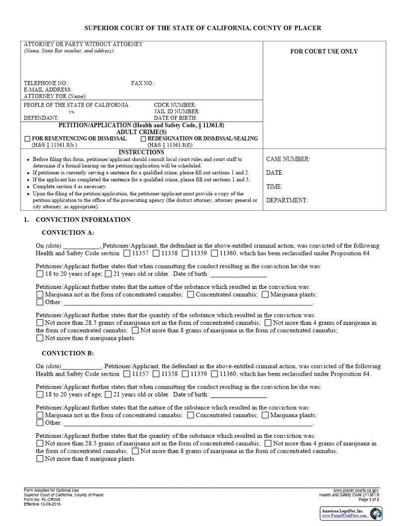 Prop 64 Petition {PL-CR006} | Pdf Fpdf Docx | California