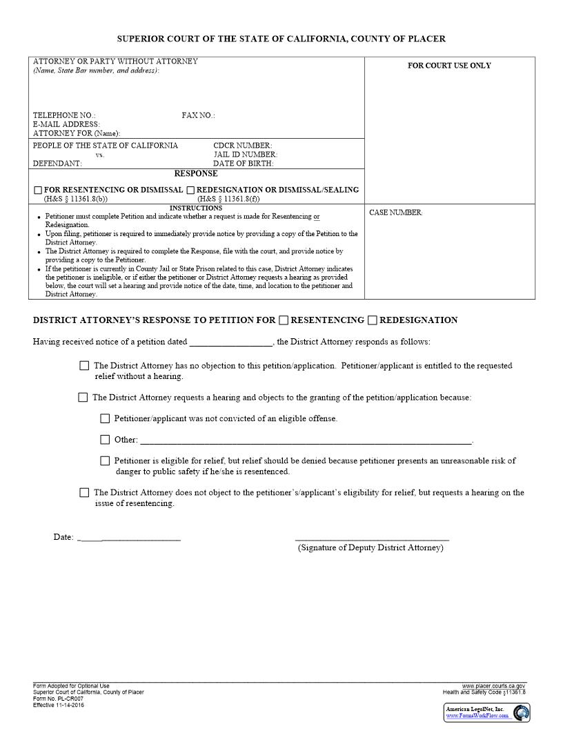 Prop 64 Response {PL-CR007} | Pdf Fpdf Docx | California