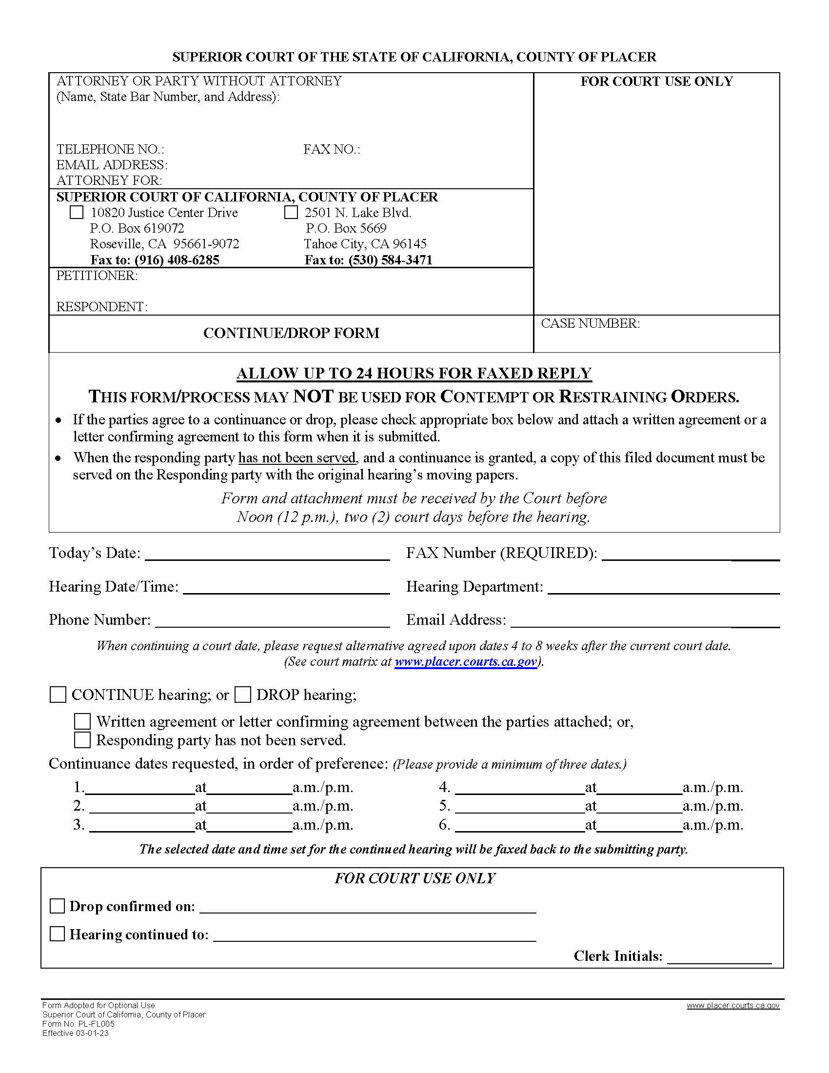 Continue - Drop Form {PL-FL005} | Pdf Fpdf Docx | California