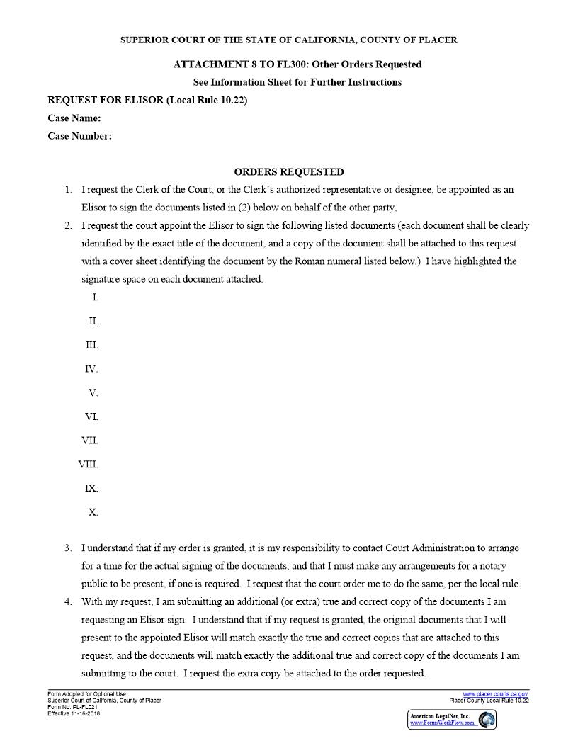 Elisor Request Form {PL-FL021} | Pdf Fpdf Docx | California