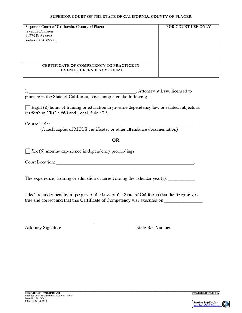 Certificate Of Competency {PL-JV002} | Pdf Fpdf Docx | California