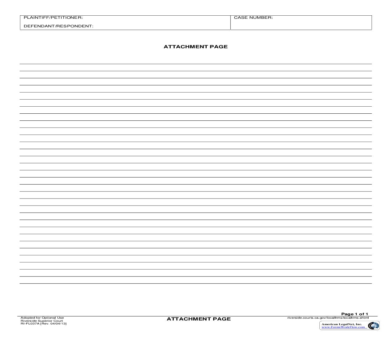 Attachment Page {RI-FL037A} | Pdf Fpdf Doc Docx | California