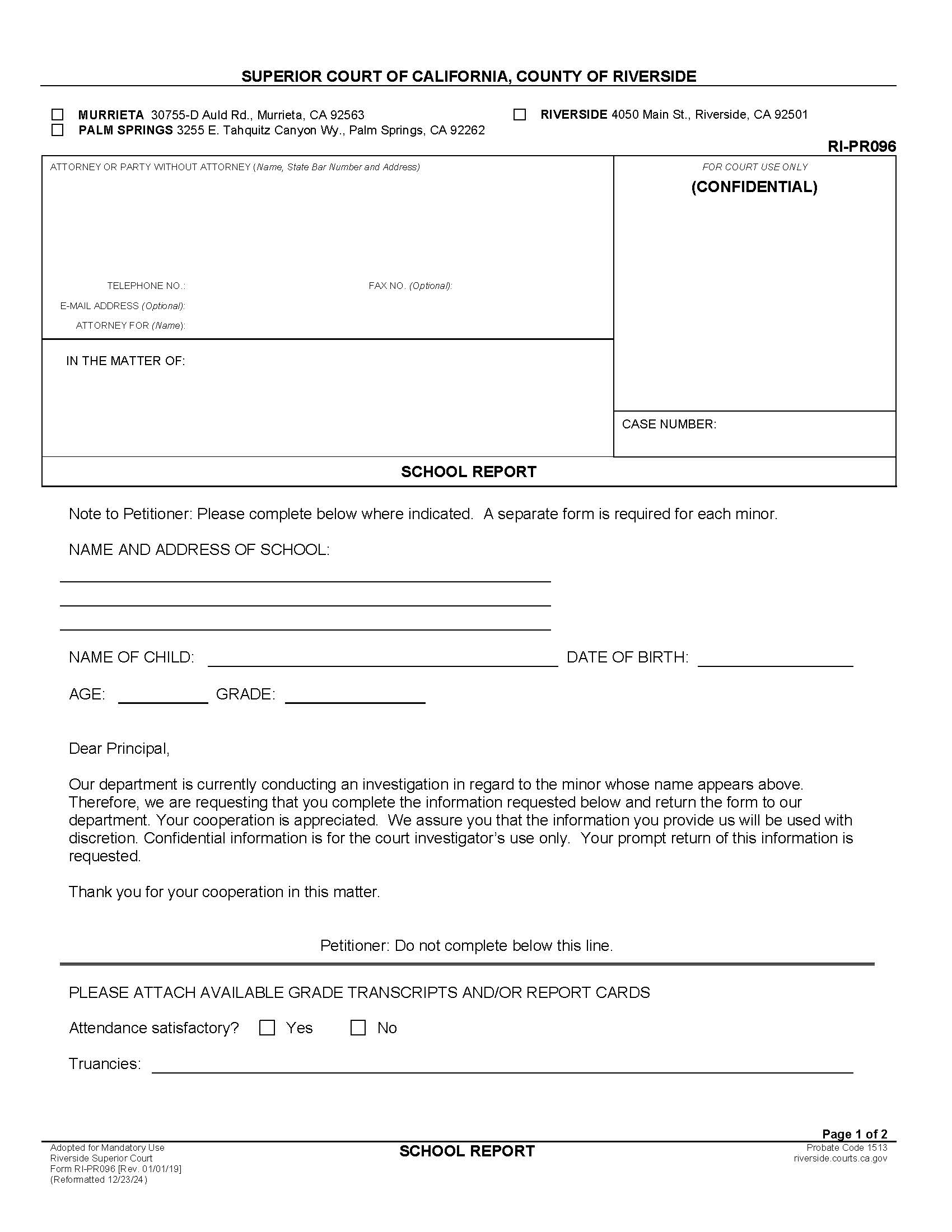 School Report {RI-PR096} | Pdf Fpdf Docx | California