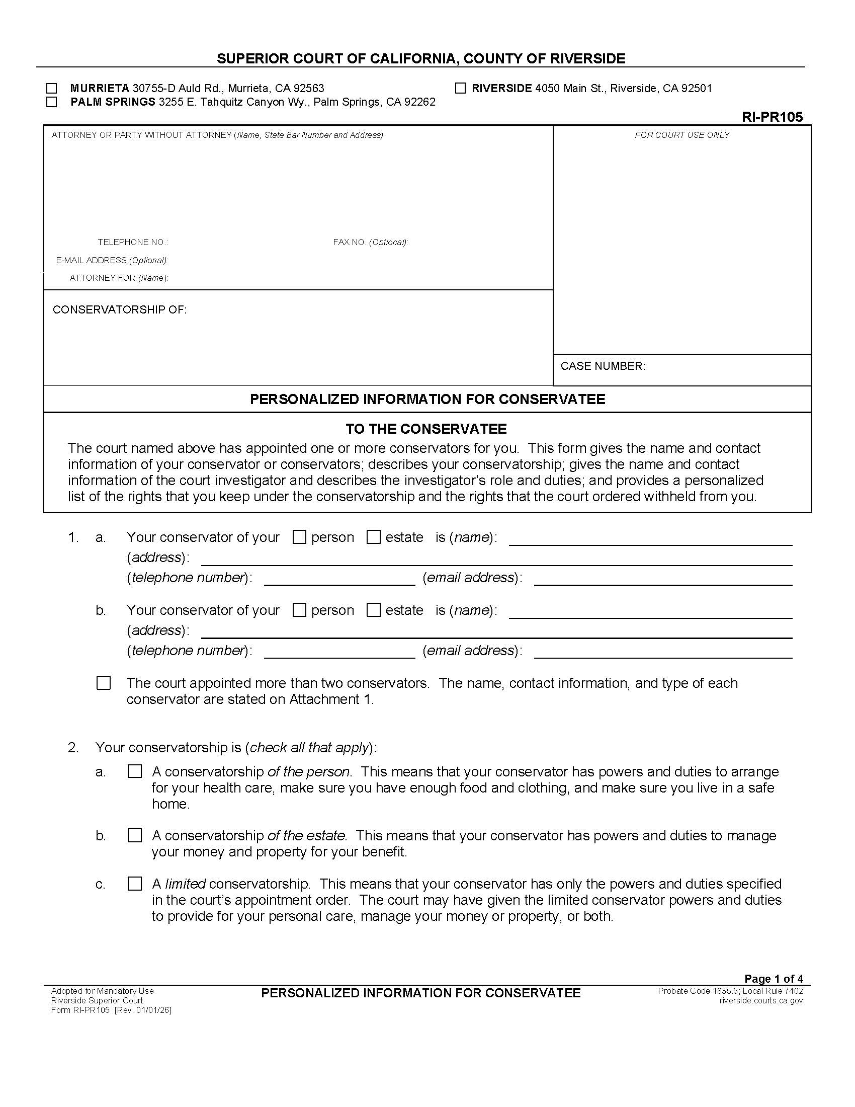 Personalized List Of Rights {RI-PR105} | Pdf Fpdf Docx | California