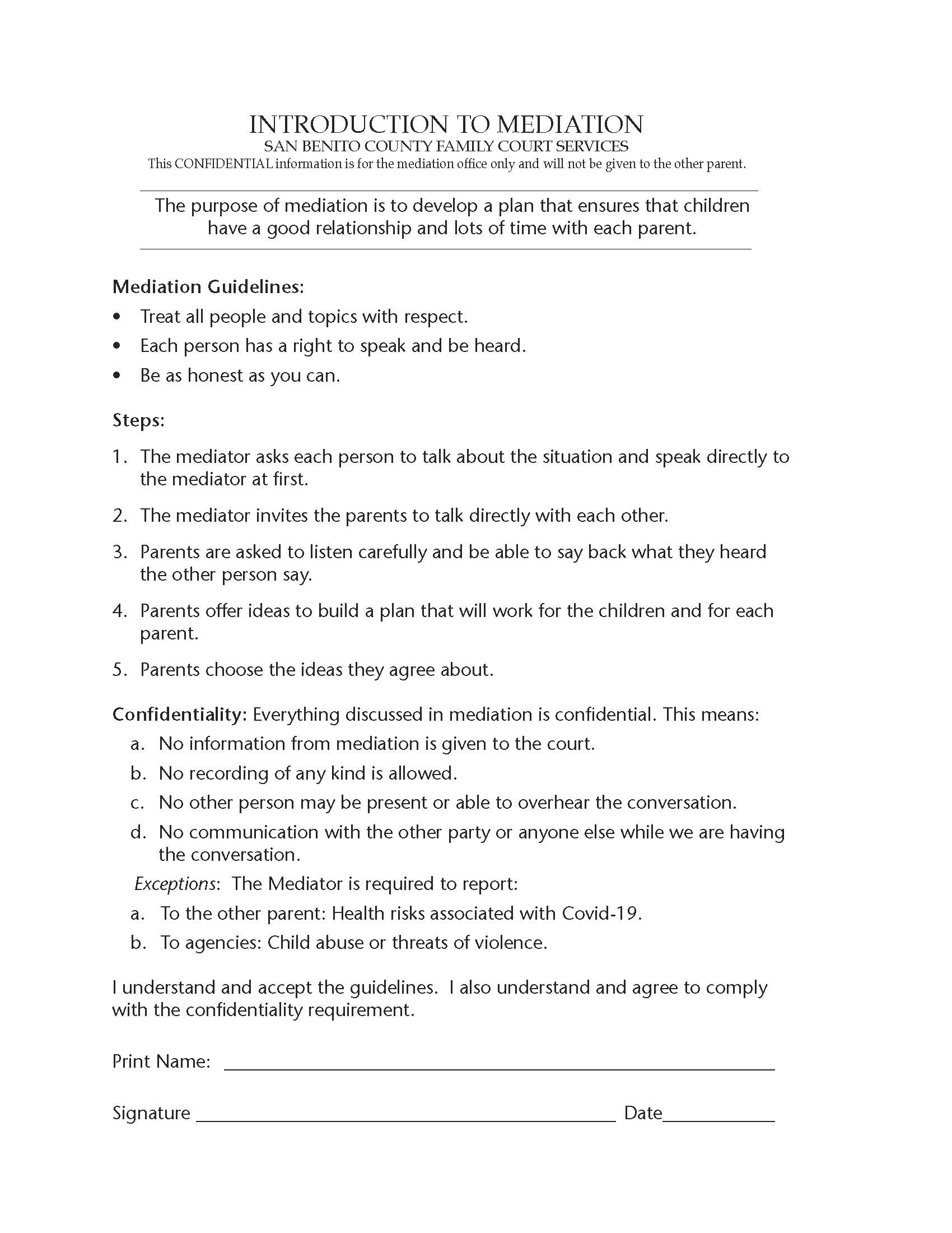Family Law Intake Packet For Mediation {SB-FCSM-1} | Pdf Fpdf Docx | California