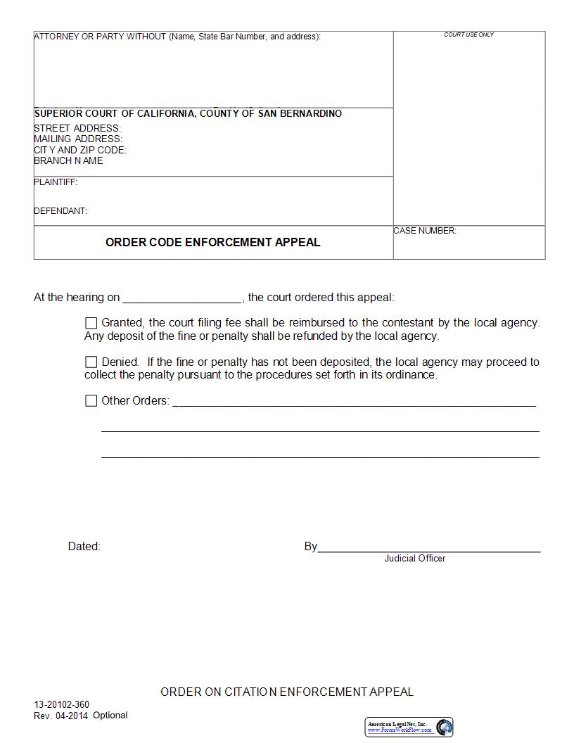 Order On Citation Enforcement Appeal {13-20102-360} | Pdf Fpdf Docx | California