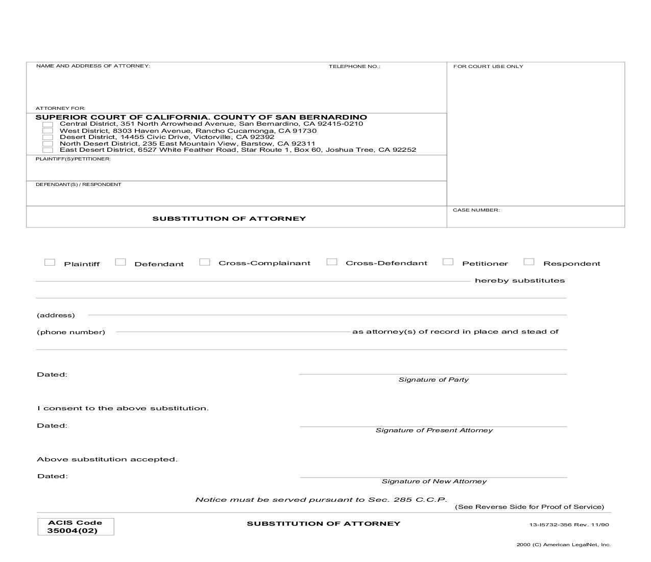 Substitution Attorney {SB-39} | Pdf Fpdf Doc Docx | California