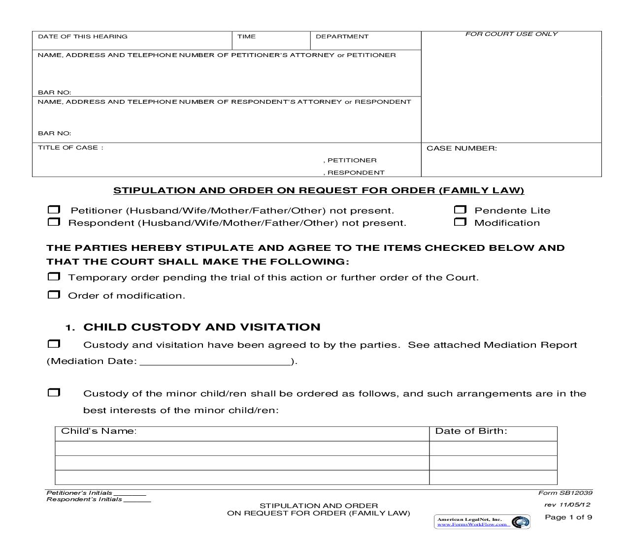 Stipulation And Order On Order To Show Cause {SB-12039} | Pdf Fpdf Doc Docx | California