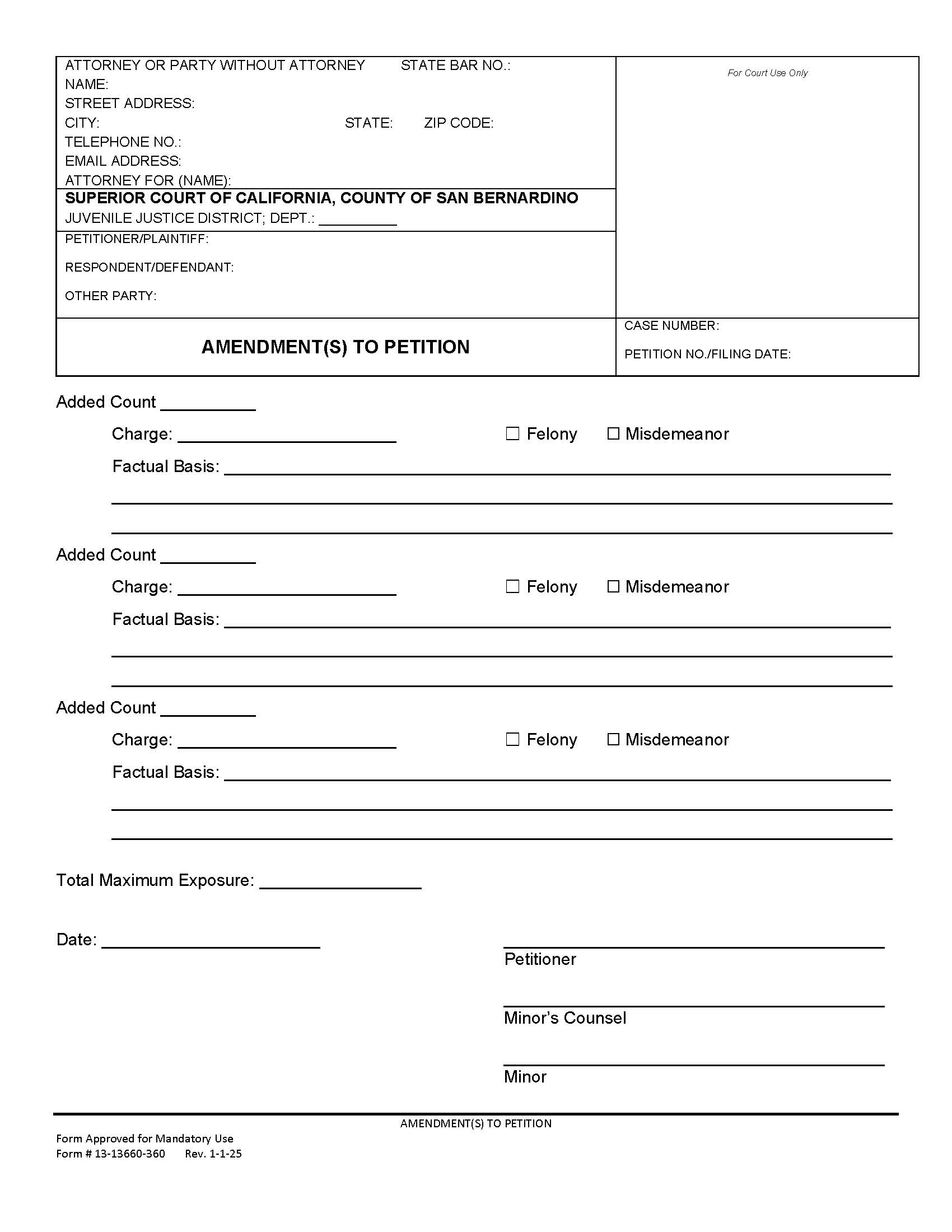 Amendment(s) To Petition {13-13660-360} | Pdf Fpdf Docx | California