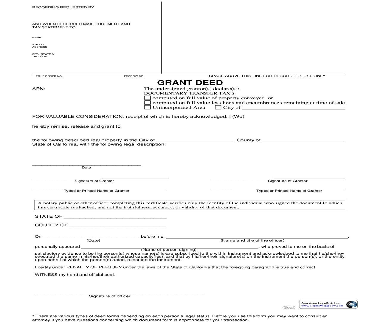 Grant Deed (San Bernardino) | Pdf Fpdf Doc Docx | California