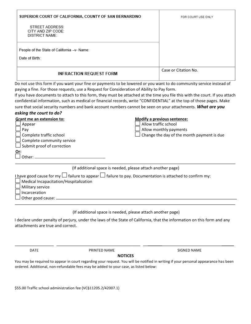 Infraction Request Form {SB-16350} | Pdf Fpdf Doc Docx | California