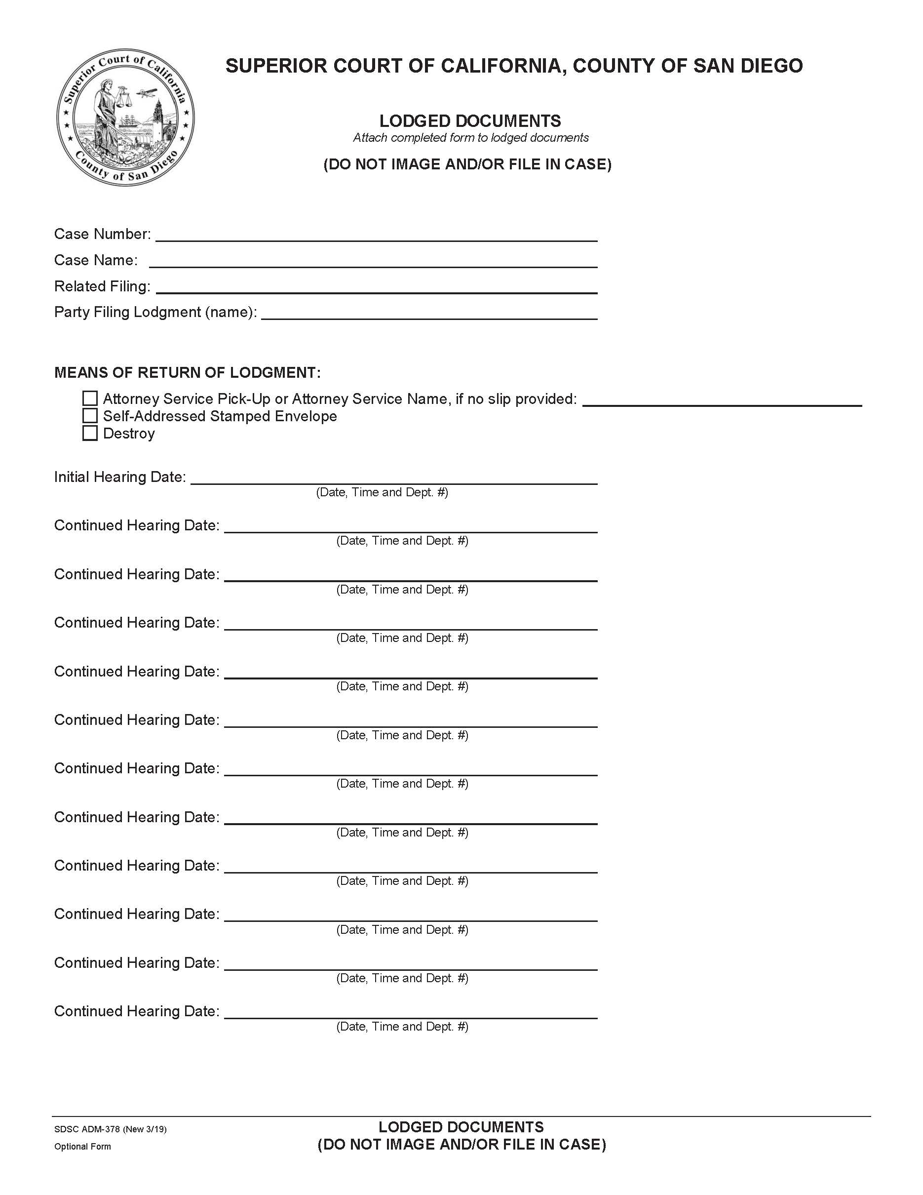 Lodged Documents {ADM-378} | Pdf Fpdf Docx | California