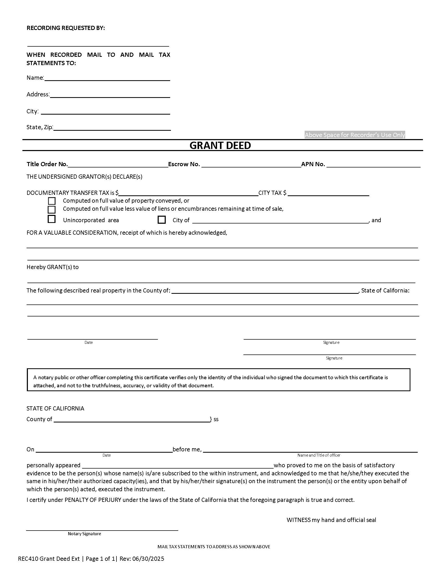 Grant Deed (San Diego) | Pdf Fpdf Doc Docx | California