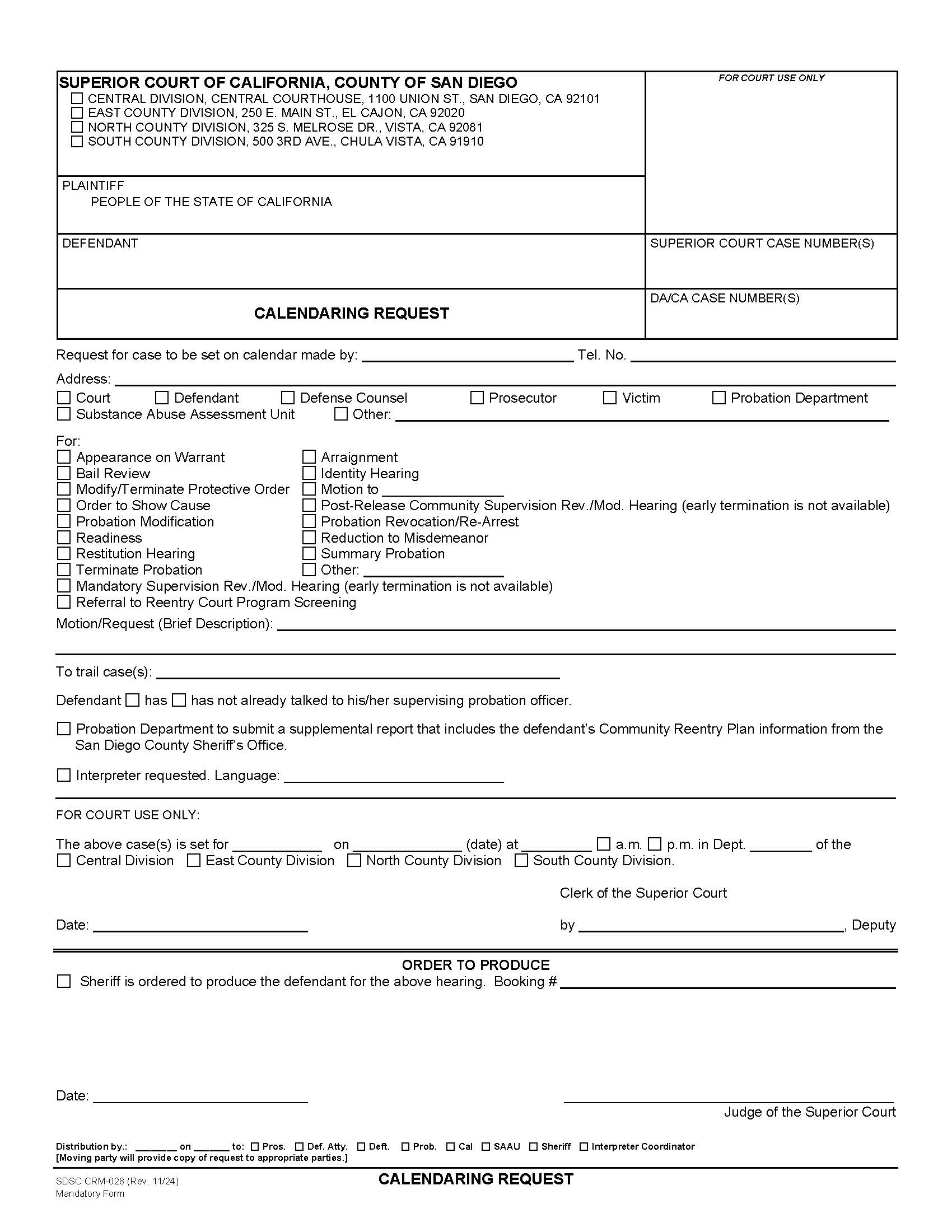 Calendaring Request {CRM-028} | Pdf Fpdf Docx | California