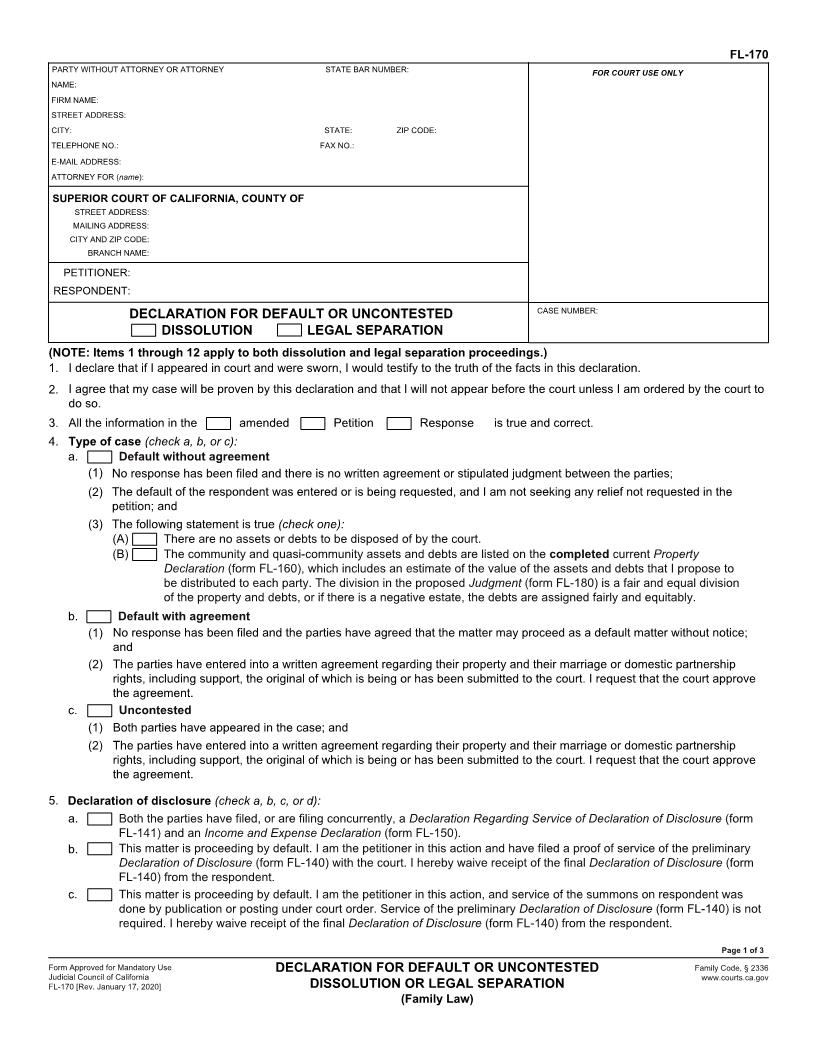 Attachment 6d To JC Form FL-170 (Includes JC Form FL-170) {D-262} | Pdf Fpdf Doc Docx | California