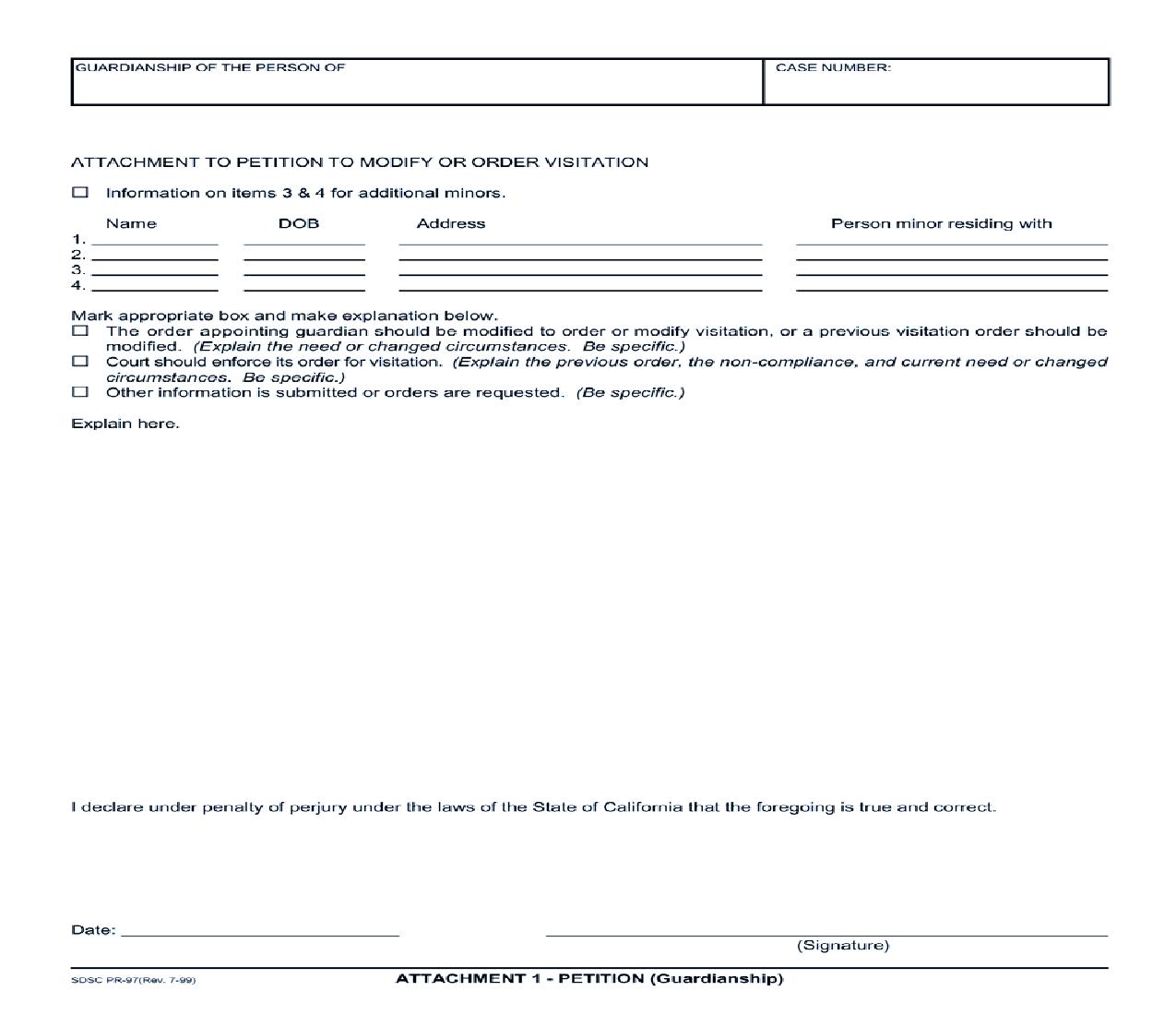 Attachment 1 Petition (Guardianship) {PR-97} | Pdf Fpdf Doc Docx | California