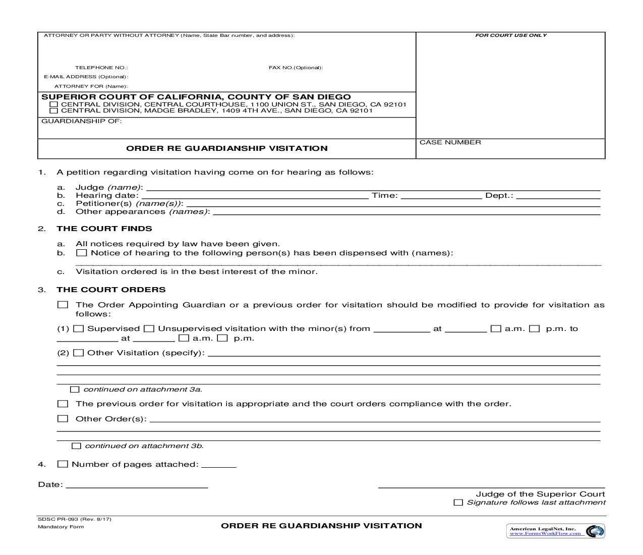 Order Modifying Or Ordering Visitation-Directing Compliance With Visitation Order {PR-93} | Pdf Fpdf Doc Docx | California