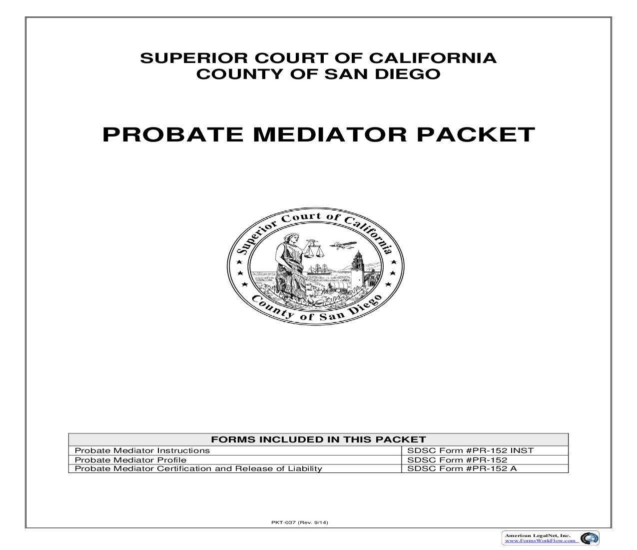 Probate Mediator Packet {PKT-037} | Pdf Fpdf Docx | California
