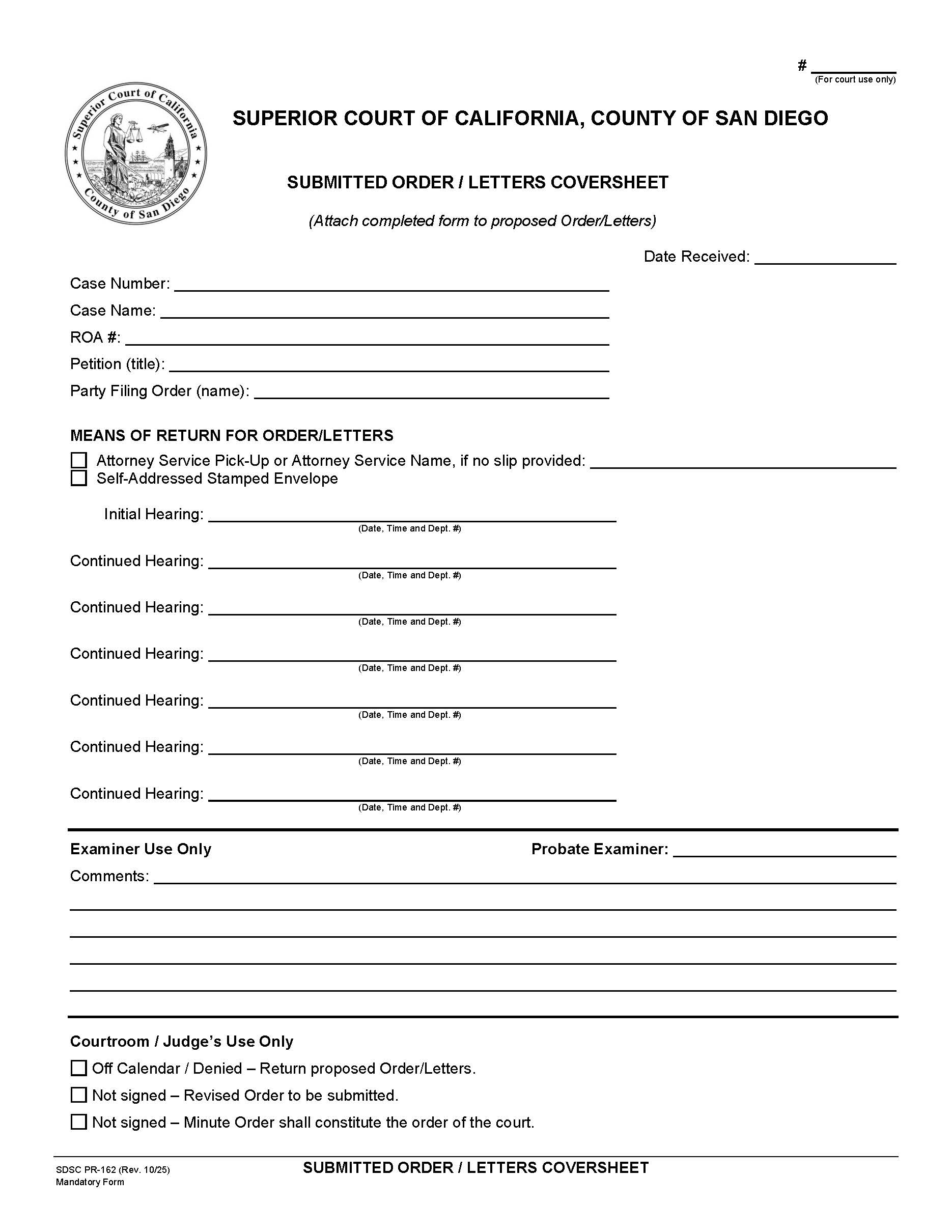 Submitted Order {PR-162} | Pdf Fpdf Doc Docx | California