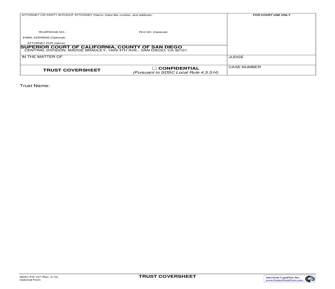 Trust Coversheet {PR-167} | Pdf Fpdf Docx | California