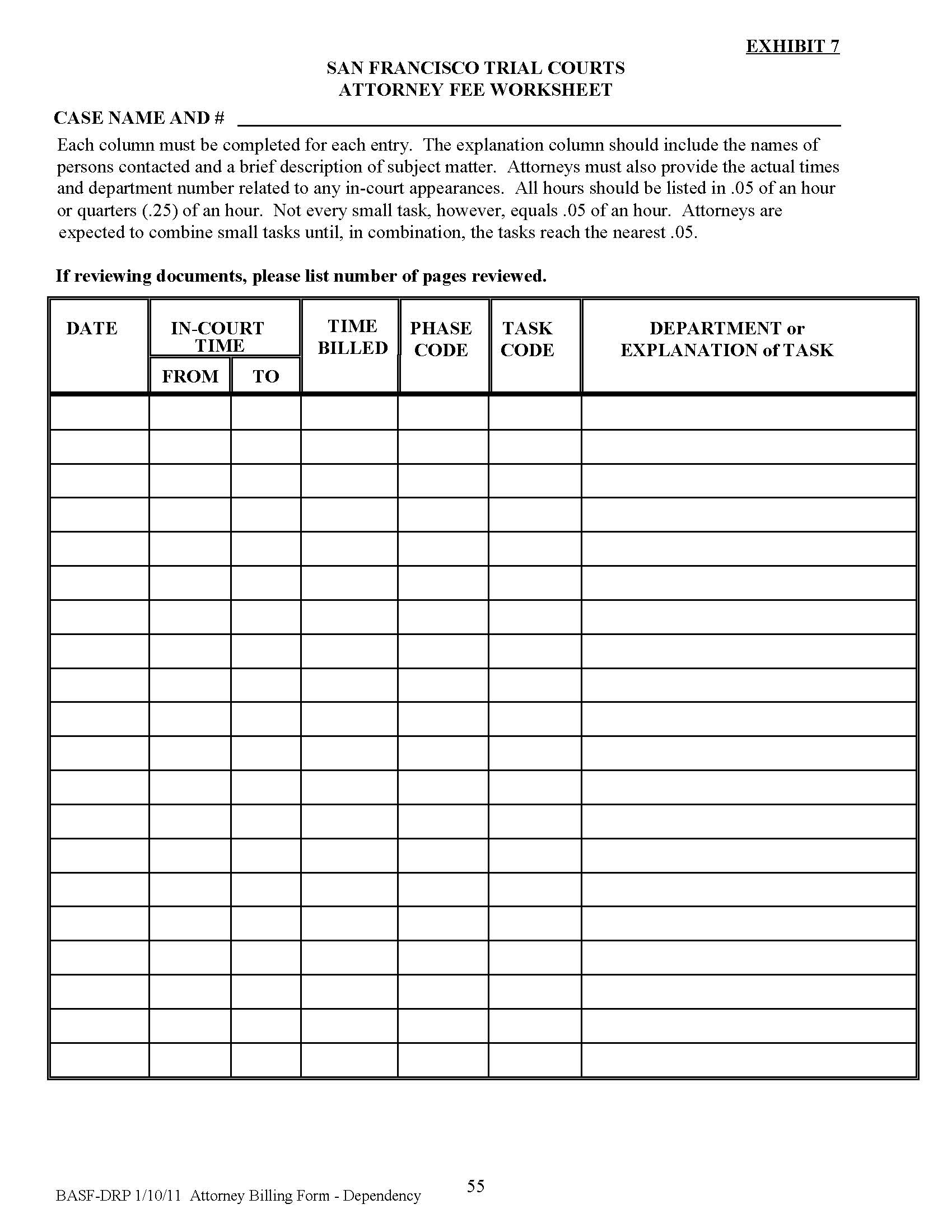 Attorney Fee Worksheet | Pdf Fpdf Doc Docx | California