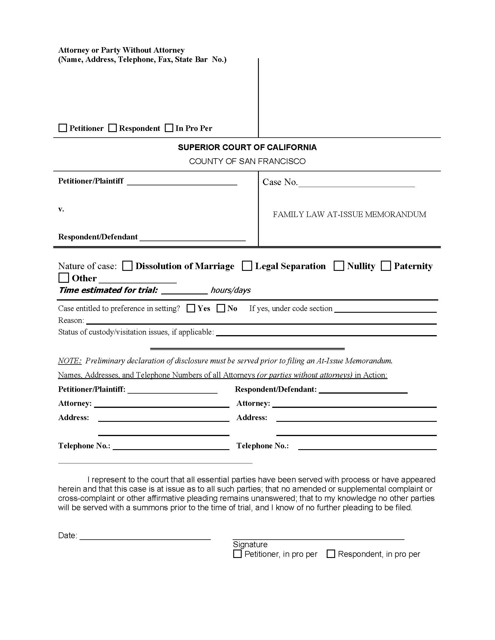 At-Issue Memorandum {SFUFC-11.11} | Pdf Fpdf Doc Docx | California