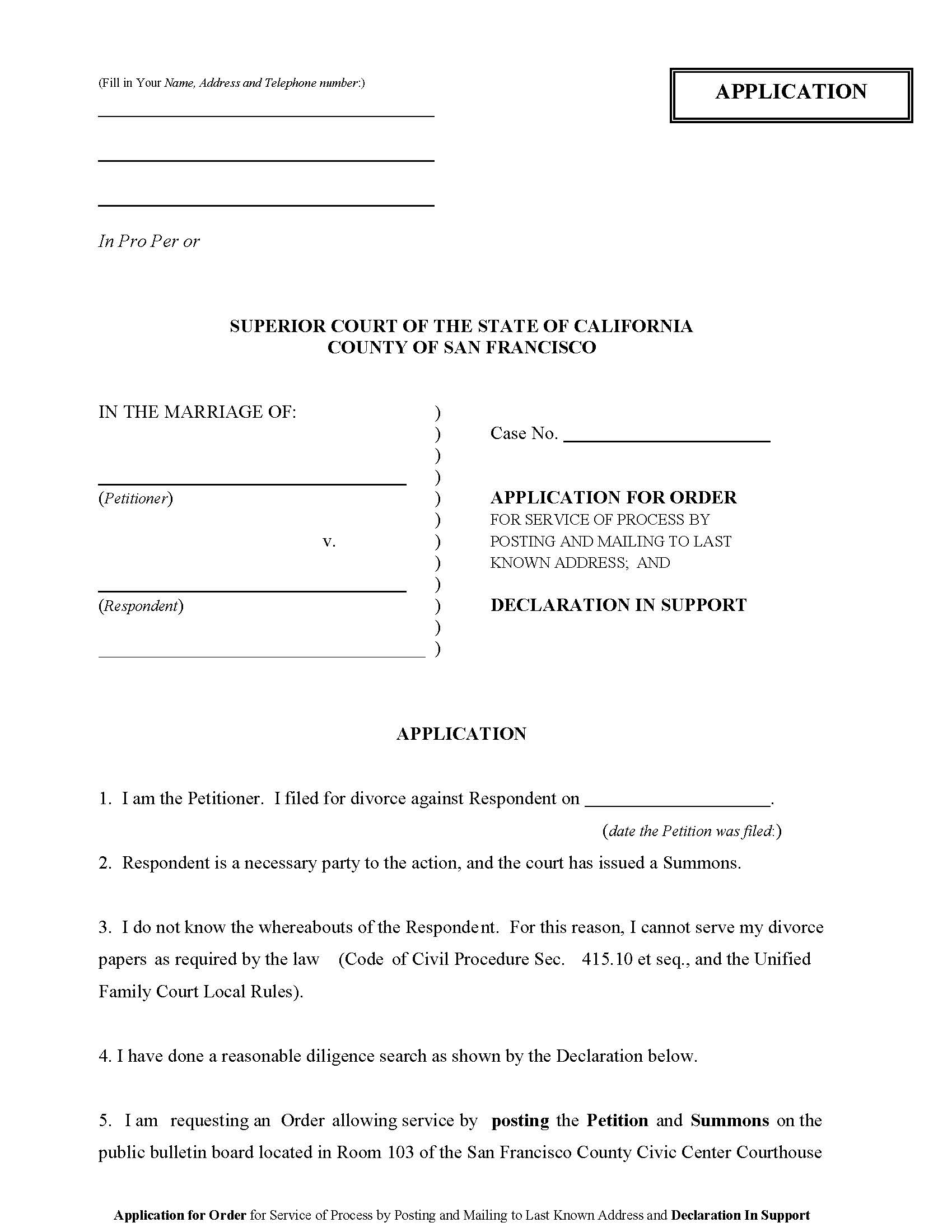 Service By Posting (Family Law) {SFUFC 11.14-B(5)(b)} | Pdf Fpdf Doc Docx | California