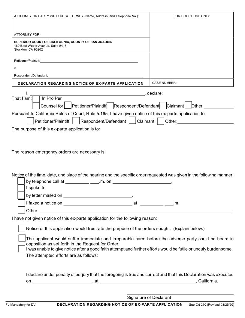 Declaration Re Notice Of Ex Parte Application | Pdf Fpdf Docx | California