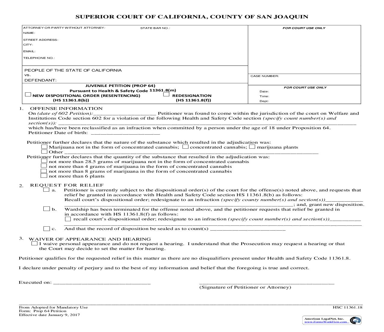 Prop 64 Juvenile Petition | Pdf Fpdf Doc Docx | California