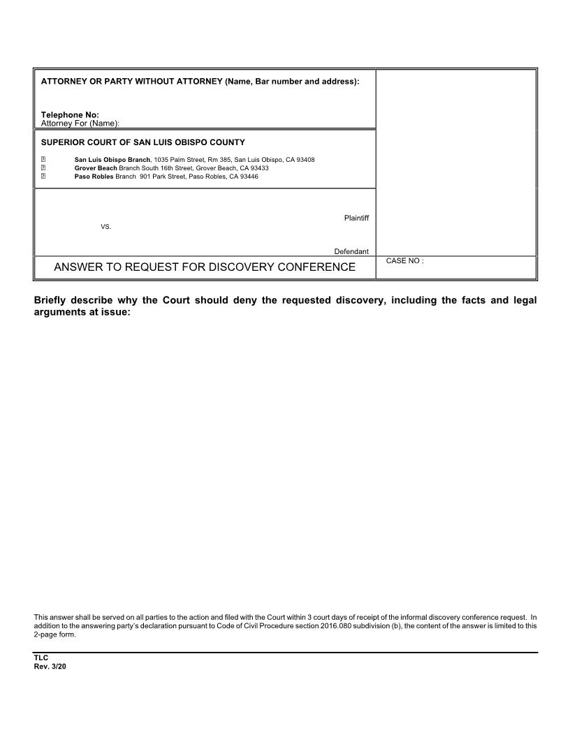 Answer To Request For Discover Conference {CSC02} | Pdf Fpdf Doc Docx | California