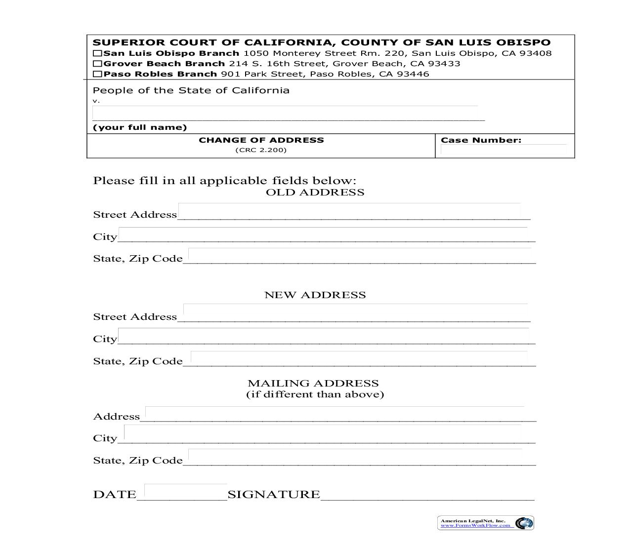 Change Of Address | Pdf Fpdf Doc Docx | California