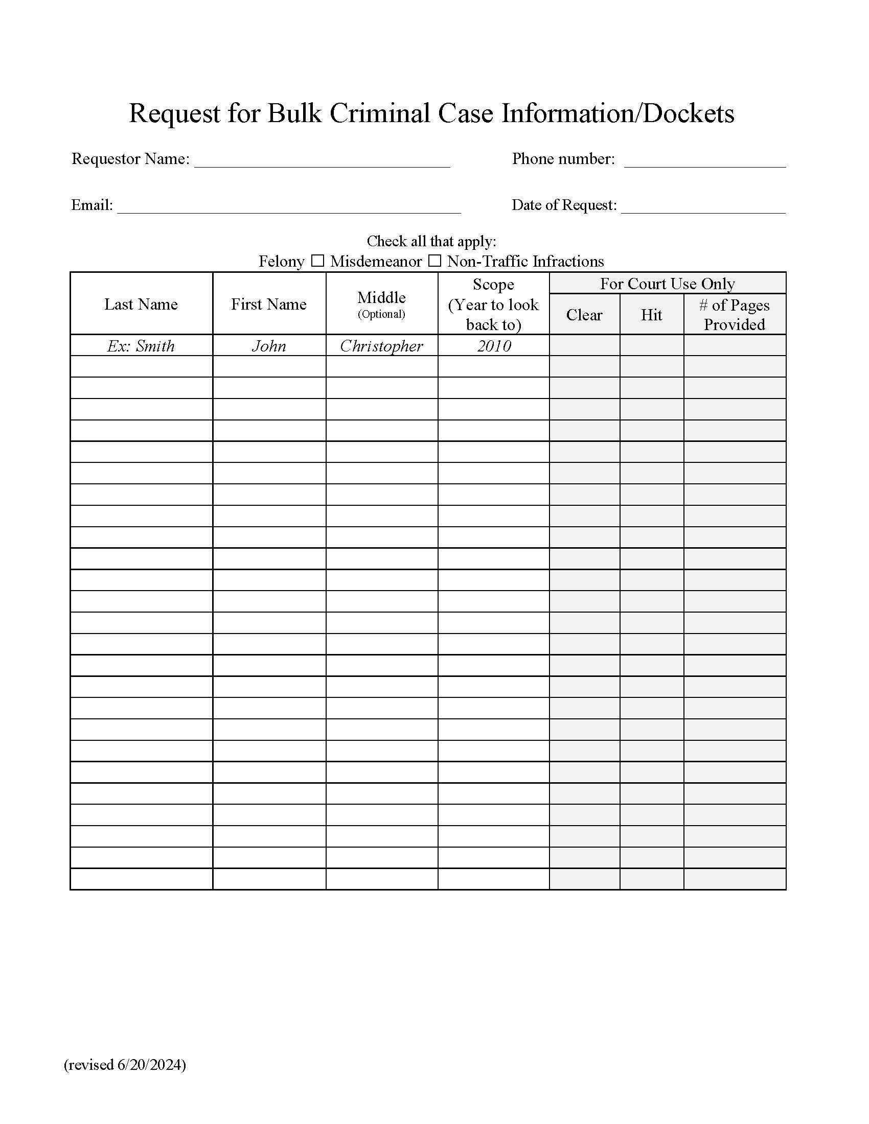 Request For Bulk Case Information-Dockets | Pdf Fpdf Doc Docx | California