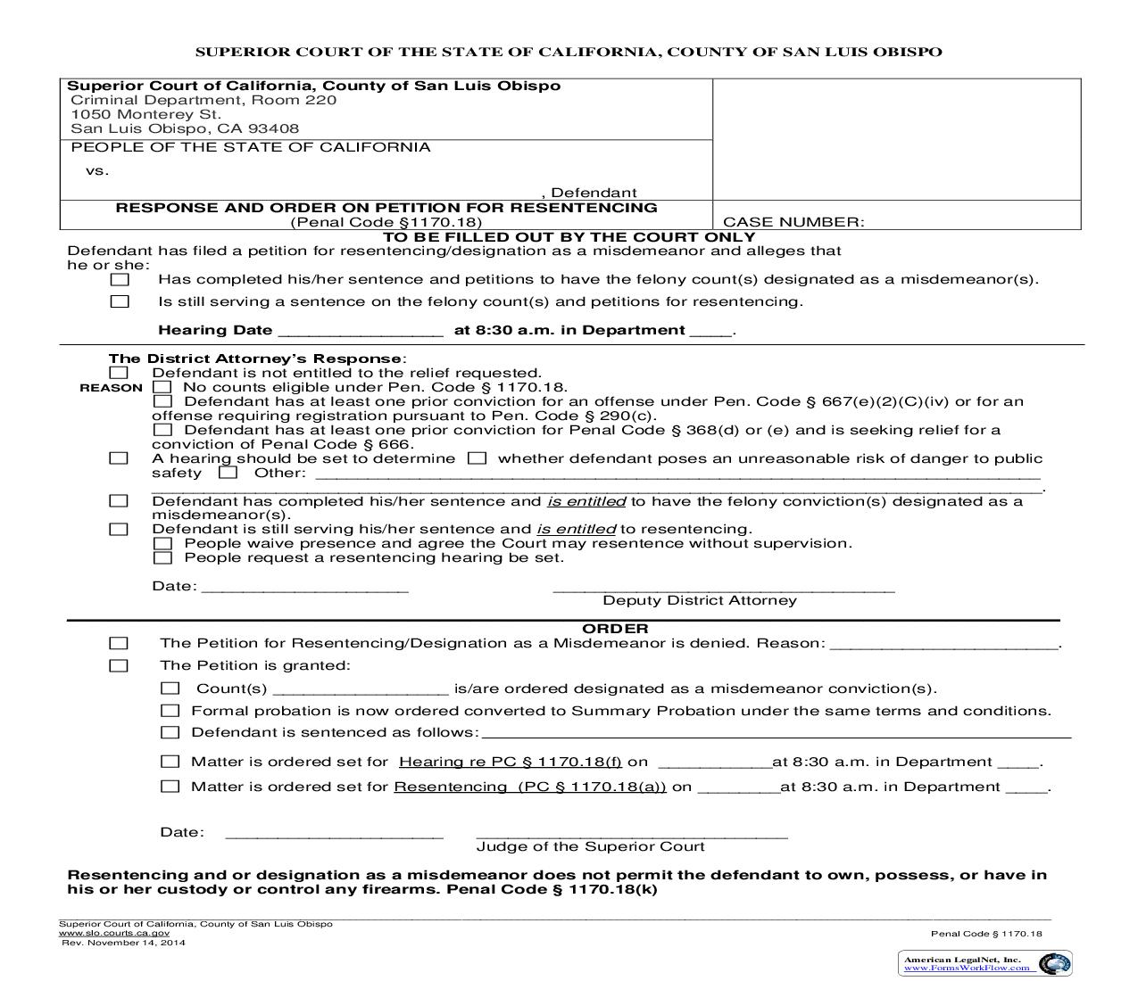 Response And Order On Petition For Resentencing | Pdf Fpdf Doc Docx | California