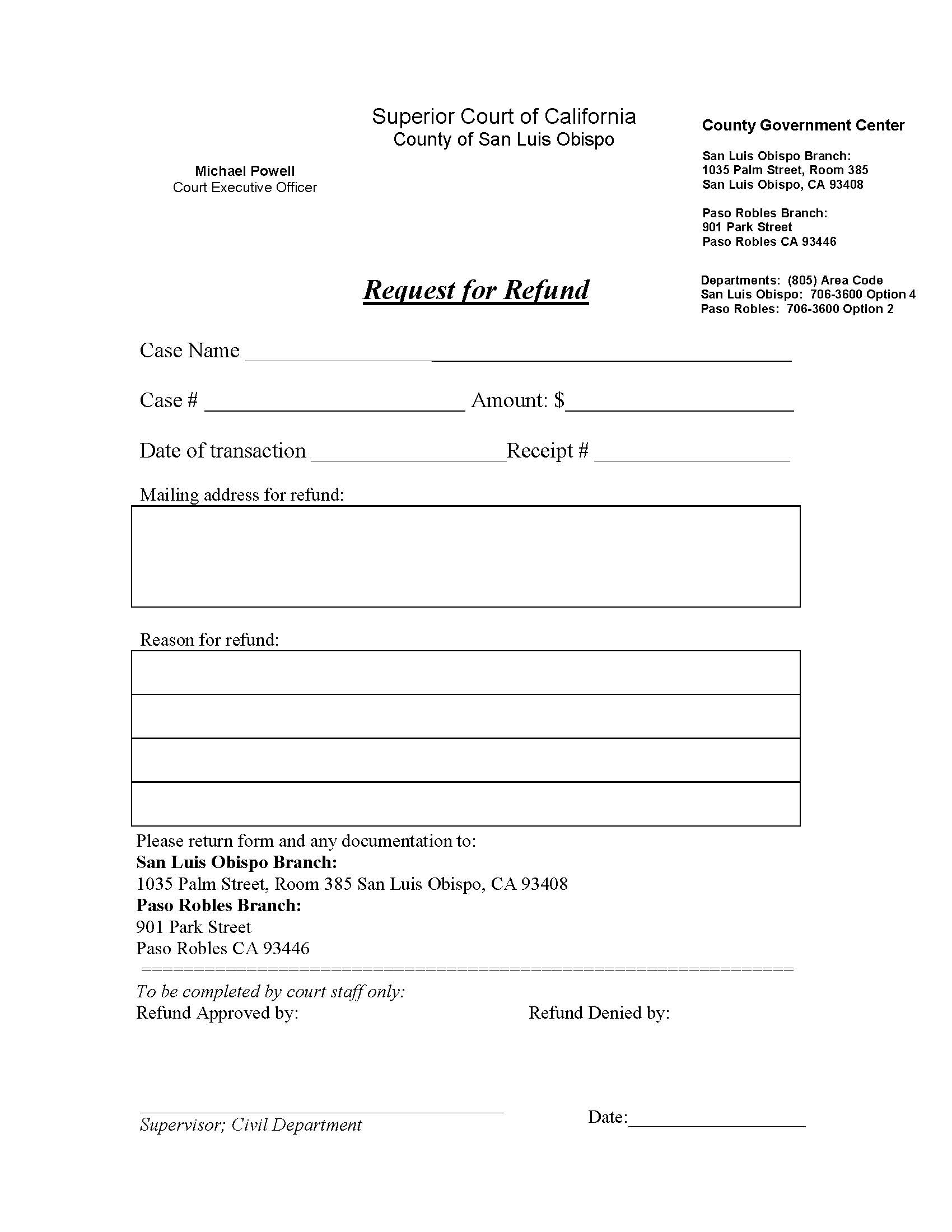 Request For Refund | Pdf Fpdf Doc Docx | California